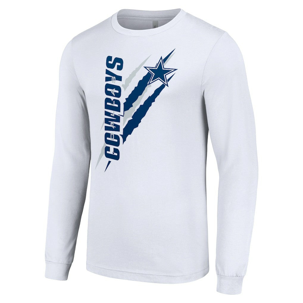 Dallas Cowboys Starter Color Scratch Long Sleeve T-Shirt - White - NFL