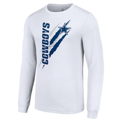 Dallas Cowboys Starter Color Scratch Long Sleeve T-Shirt - White - NFL
