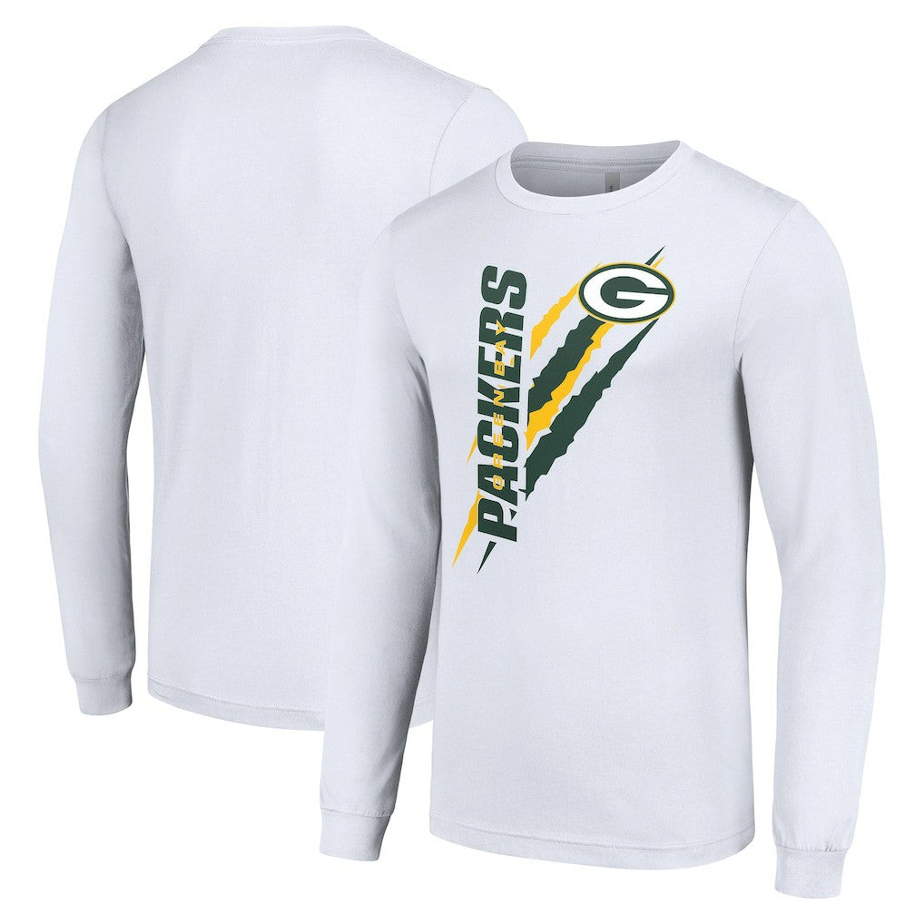Green Bay Packers Starter Color Scratch Long Sleeve T-Shirt - White - NFL