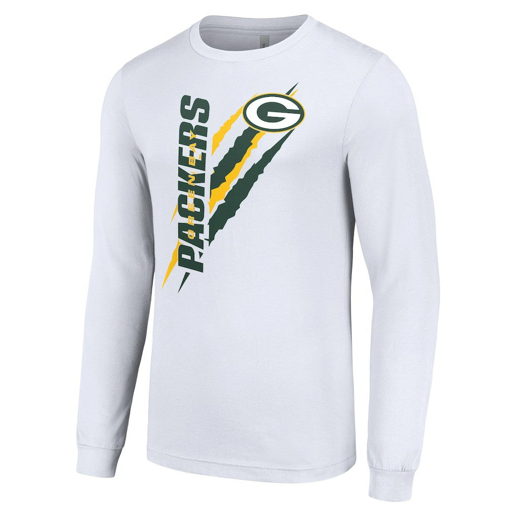 Green Bay Packers Starter Color Scratch Long Sleeve T-Shirt - White - NFL