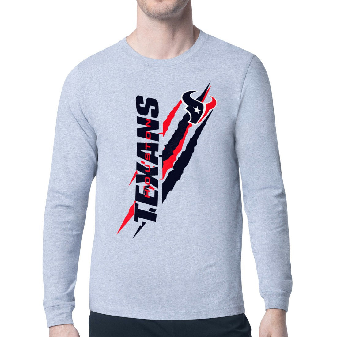 Houston Texans Starter Color Scratch Long Sleeve T-Shirt - Heather Gray - NFL