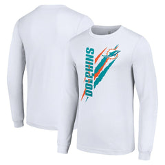 Miami Dolphins Starter Color Scratch Long Sleeve T-Shirt - White - NFL