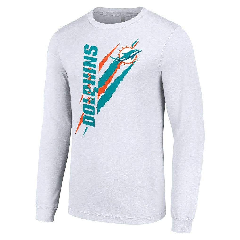 Miami Dolphins Starter Color Scratch Long Sleeve T-Shirt - White - NFL