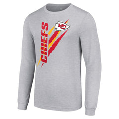 Kansas City Chiefs Starter Color Scratch Long Sleeve T-Shirt - Heather Gray - NFL