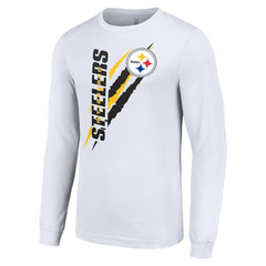 Pittsburgh Steelers Starter Color Scratch Long Sleeve T-Shirt - White - NFL
