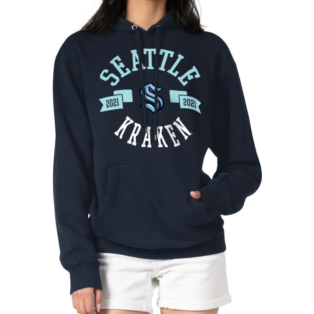 Seattle Kraken G-III 4Her by Carl Banks Women's City Graphic Fleece Pullover Hoodie - Navy | NHL discount