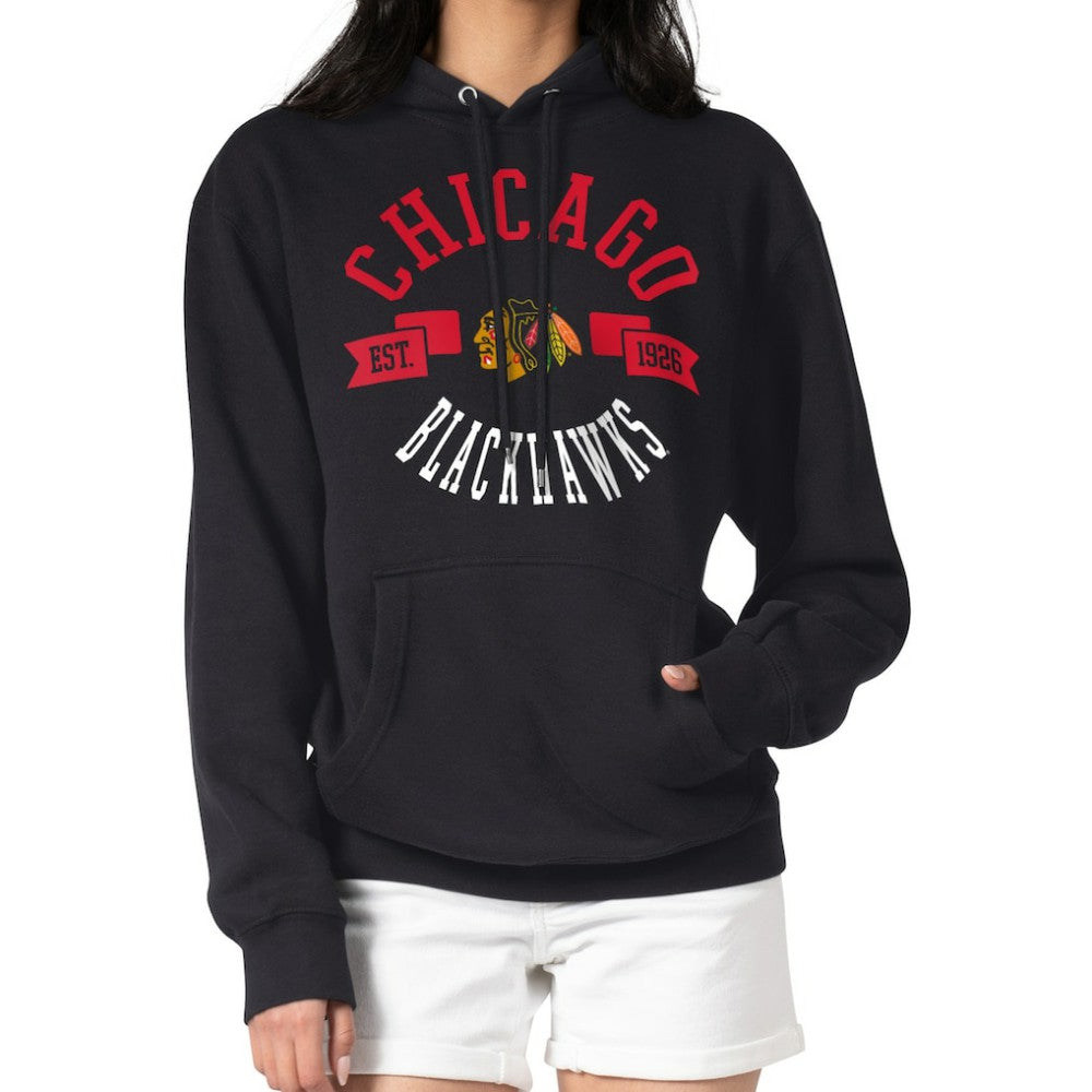 Chicago Blackhawks G-III 4Her by Carl Banks Women's City Graphic Fleece Pullover Hoodie - Black | NHL Clearance