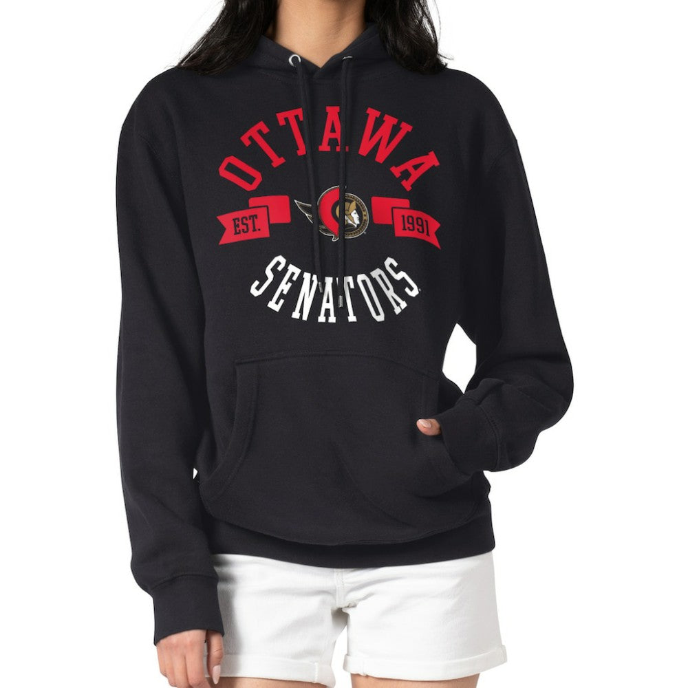 Ottawa Senators G-III 4Her by Carl Banks Women's City Graphic Fleece Pullover Hoodie - Black | NHL Lifestyle