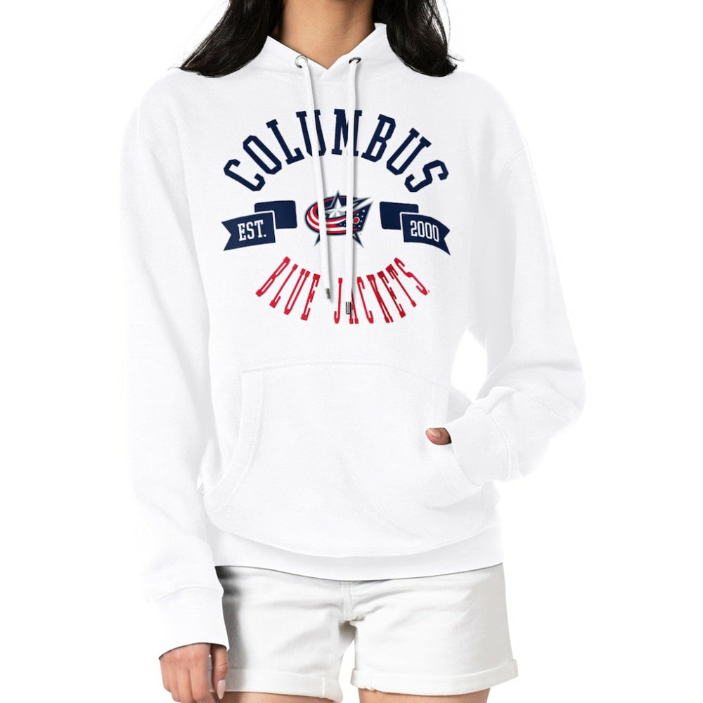 Columbus Blue Jackets G-III 4Her by Carl Banks Women's City Graphic Fleece Pullover Hoodie - White | NHL Lifestyle