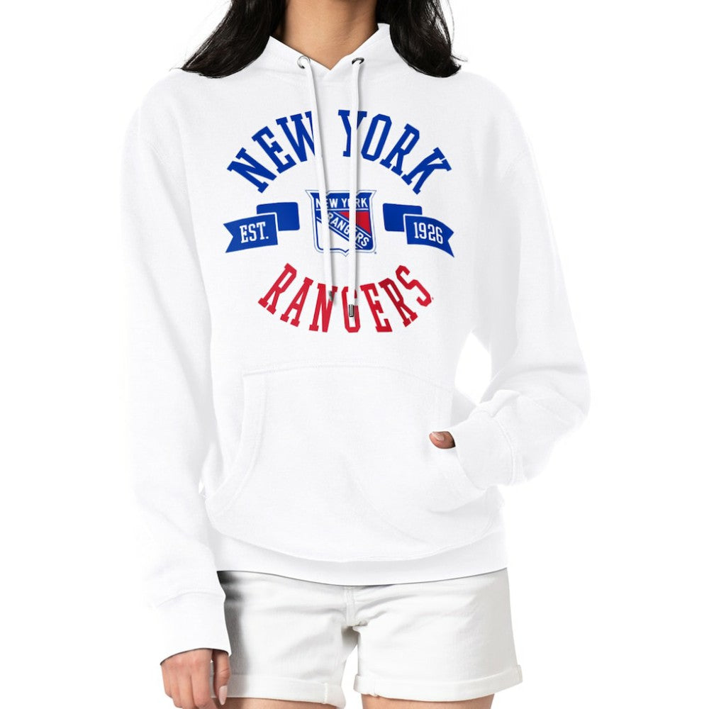 New York Rangers G-III 4Her by Carl Banks Women's City Graphic Fleece Pullover Hoodie - White | NHL Clearance