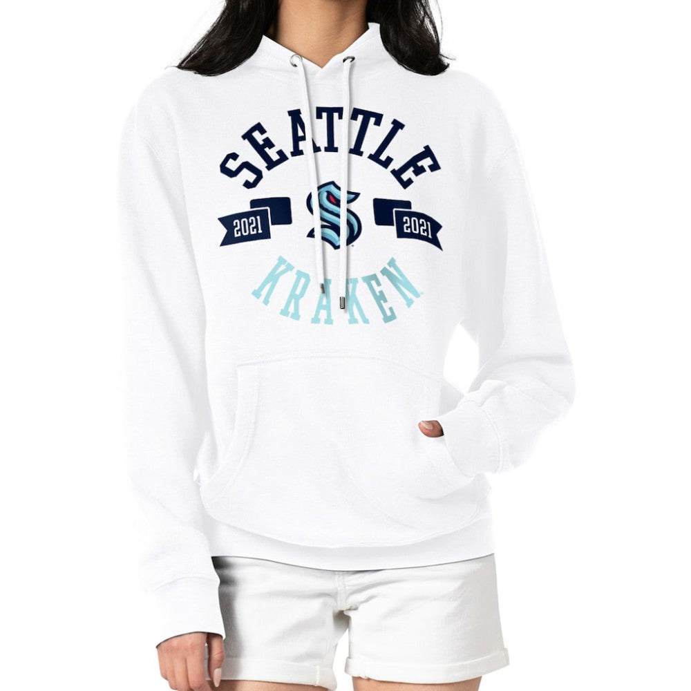 Seattle Kraken G-III 4Her by Carl Banks Women's City Graphic Fleece Pullover Hoodie - White | NHL Lifestyle