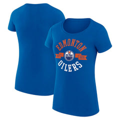 Edmonton Oilers G-III 4Her by Carl Banks Women's Super-Slim Fit Lightweight City Graphic Sport Crewneck T-Shirt - Royal | NHL on sale