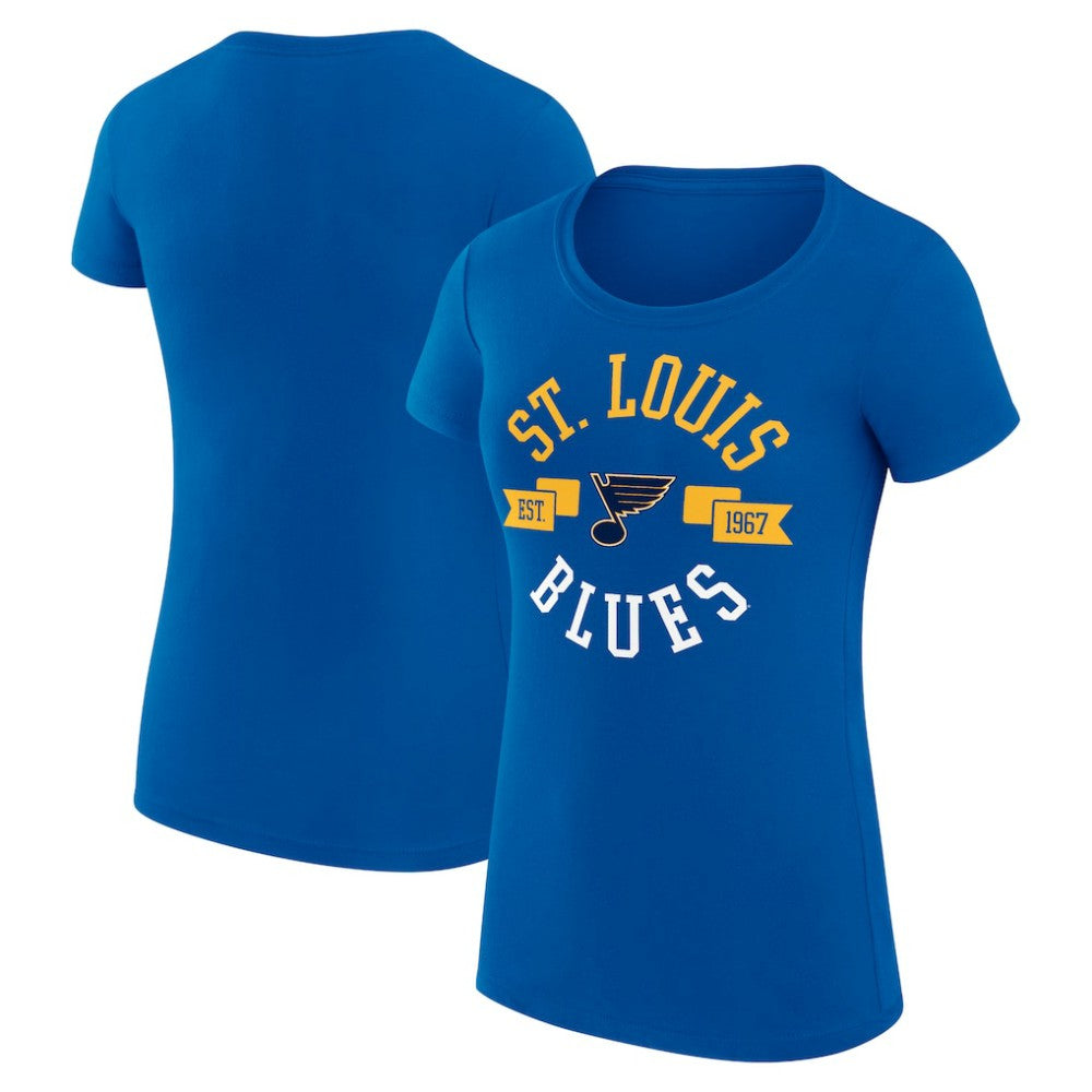 St. Louis Blues G-III 4Her by Carl Banks Women's Super-Slim Fit Lightweight City Graphic Sport Crewneck T-Shirt - Royal | NHL Clearance