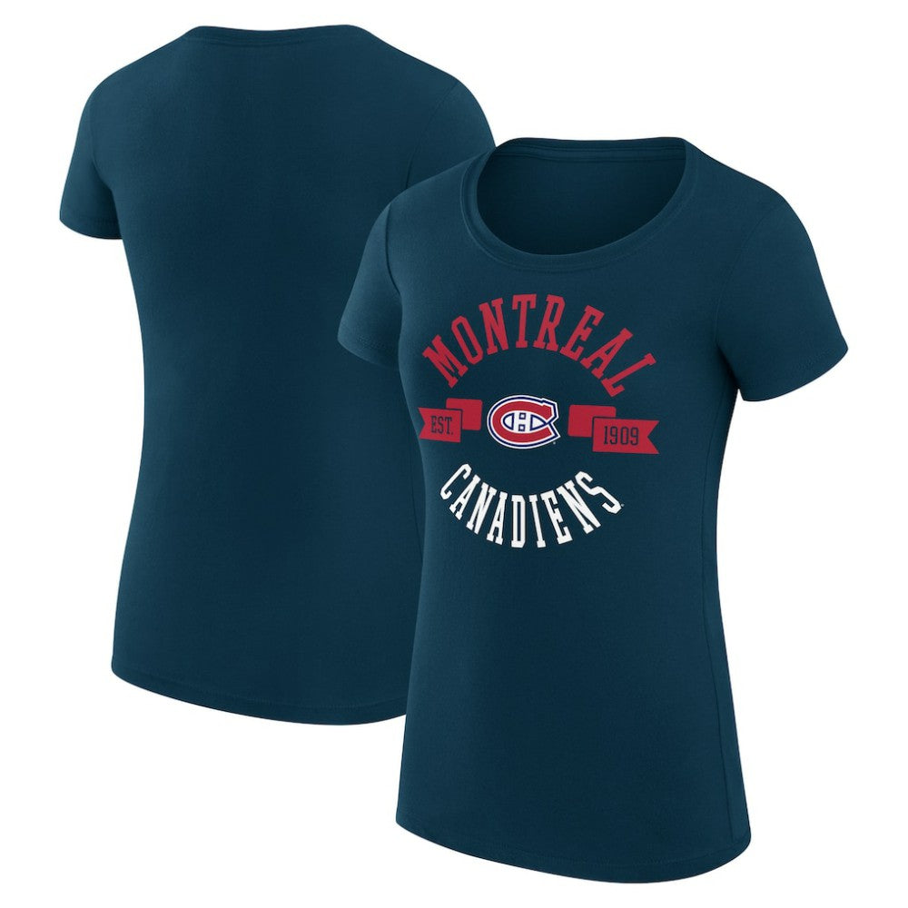 Montreal Canadiens G-III 4Her by Carl Banks Women's Super-Slim Fit Lightweight City Graphic Sport Crewneck T-Shirt - Navy | NHL Lifestyle