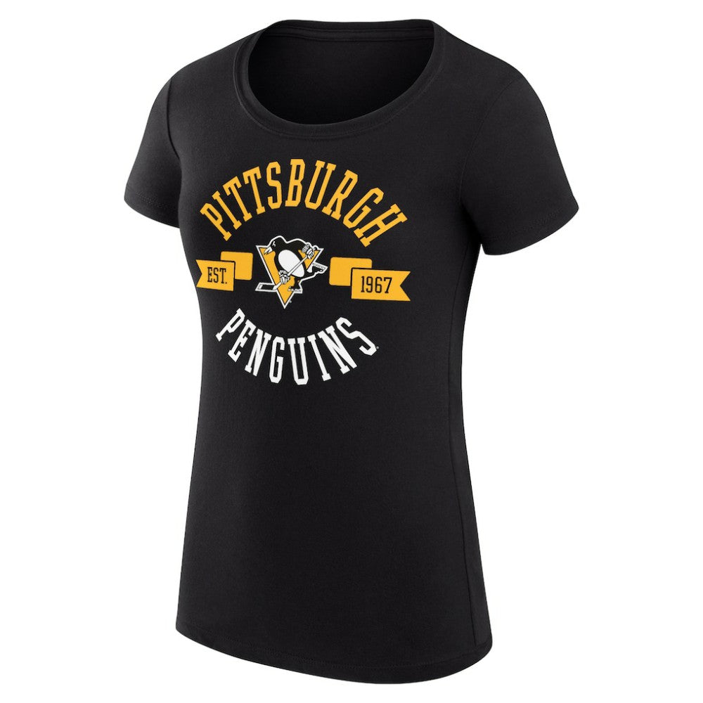 Pittsburgh Penguins G-III 4Her by Carl Banks Women's Super-Slim Fit Lightweight City Graphic Sport Crewneck T-Shirt - Black | NHL Clearance
