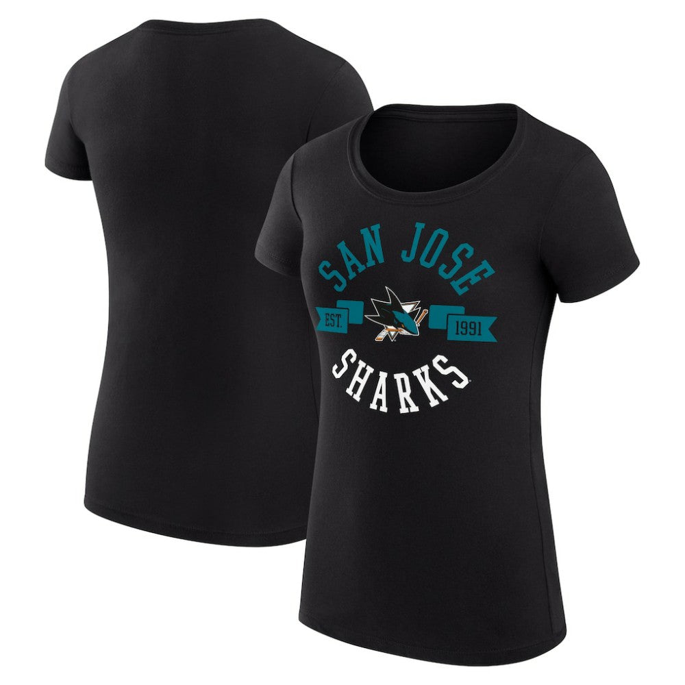 San Jose Sharks G-III 4Her by Carl Banks Women's Super-Slim Fit Lightweight City Graphic Sport Crewneck T-Shirt - Black | NHL sale