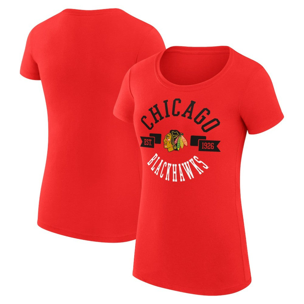 Chicago Blackhawks G-III 4Her by Carl Banks Women's Super-Slim Fit Lightweight City Graphic Sport Crewneck T-Shirt - Red | NHL on sale