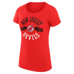 New Jersey Devils G-III 4Her by Carl Banks Women's Super-Slim Fit Lightweight City Graphic Sport Crewneck T-Shirt - Red | NHL Lifestyle