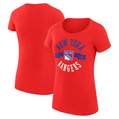 New York Rangers G-III 4Her by Carl Banks Women's Super-Slim Fit Lightweight City Graphic Sport Crewneck T-Shirt - Red | NHL Clearance