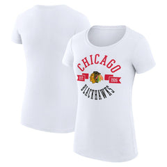 Chicago Blackhawks G-III 4Her by Carl Banks Women's Super-Slim Fit Lightweight City Graphic Sport Crewneck T-Shirt - White | NHL sale