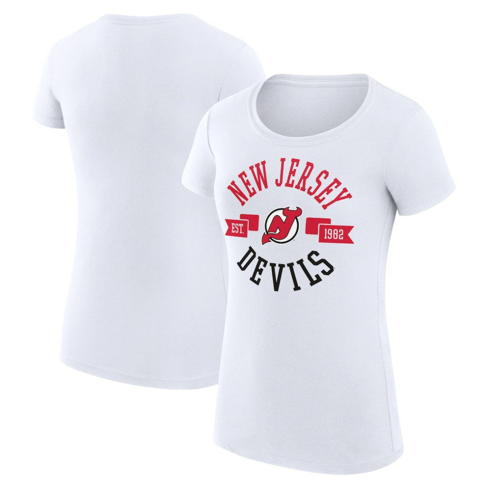 New Jersey Devils G-III 4Her by Carl Banks Women's Super-Slim Fit Lightweight City Graphic Sport Crewneck T-Shirt - White | NHL online
