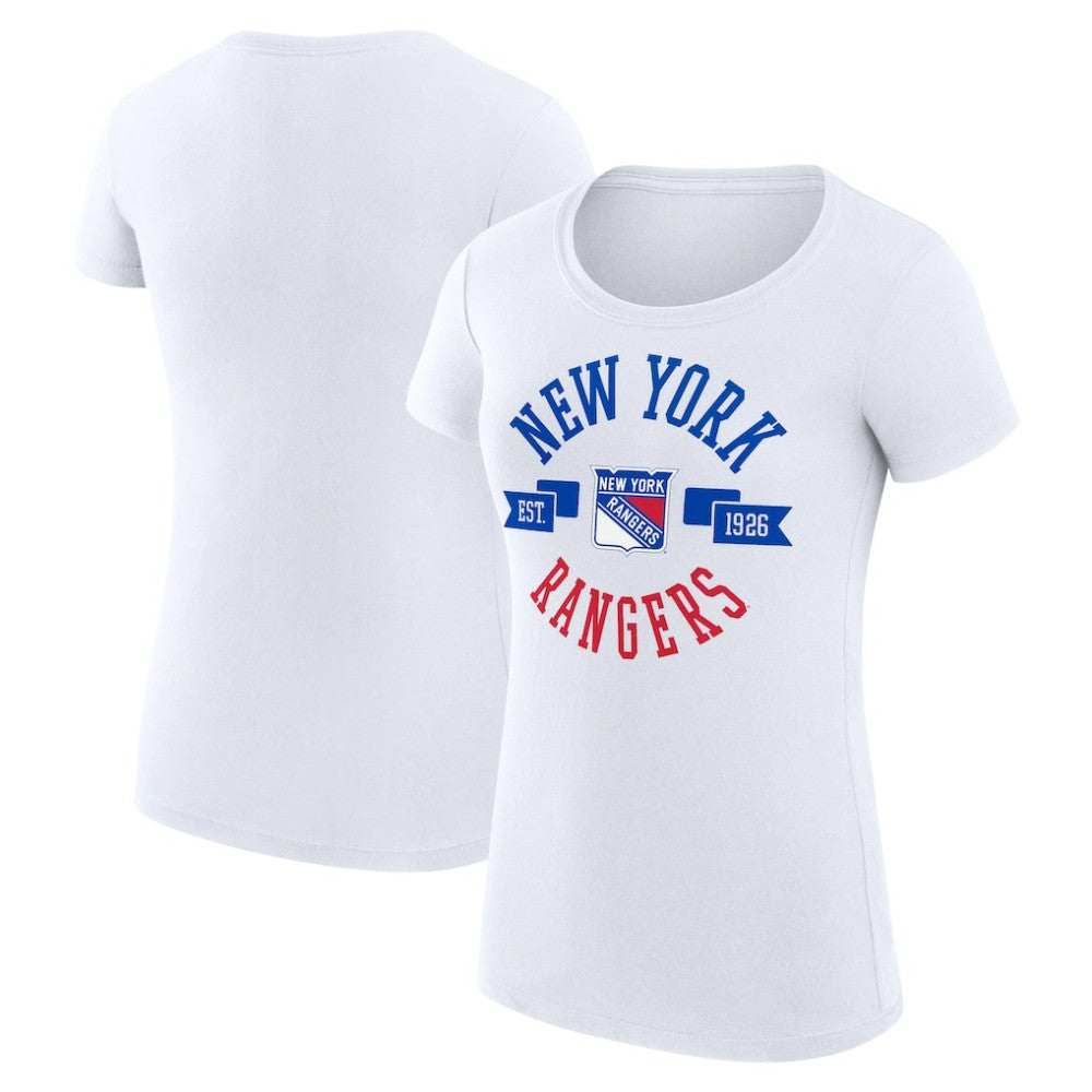 New York Rangers G-III 4Her by Carl Banks Women's Super-Slim Fit Lightweight City Graphic Sport Crewneck T-Shirt - White | NHL near me
