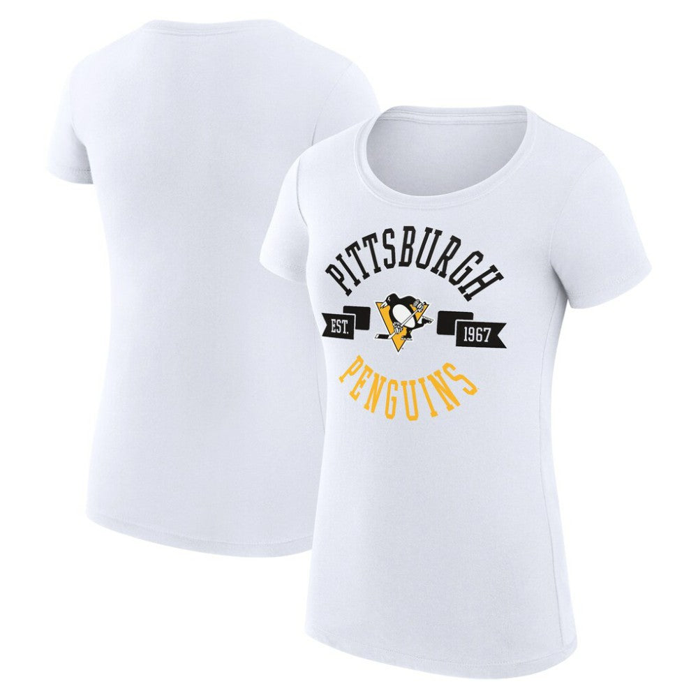 Pittsburgh Penguins G-III 4Her by Carl Banks Women's Super-Slim Fit Lightweight City Graphic Sport Crewneck T-Shirt - White | NHL Lifestyle
