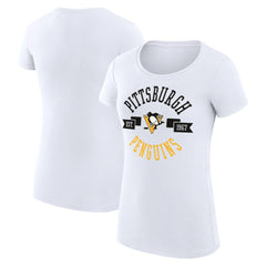 Pittsburgh Penguins G-III 4Her by Carl Banks Women's Super-Slim Fit Lightweight City Graphic Sport Crewneck T-Shirt - White | NHL Lifestyle