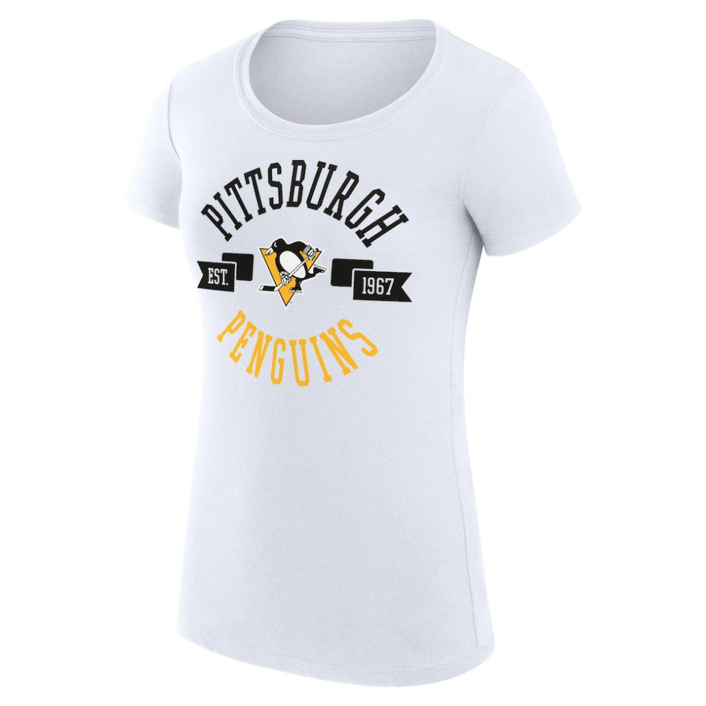 Pittsburgh Penguins G-III 4Her by Carl Banks Women's Super-Slim Fit Lightweight City Graphic Sport Crewneck T-Shirt - White | NHL Lifestyle