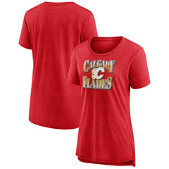 Calgary Flames Women's Crash the Net Tri-Blend T-Shirt - Red | NHL discount