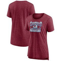 Colorado Avalanche Women's Crash the Net Tri-Blend T-Shirt - Burgundy | NHL Lifestyle
