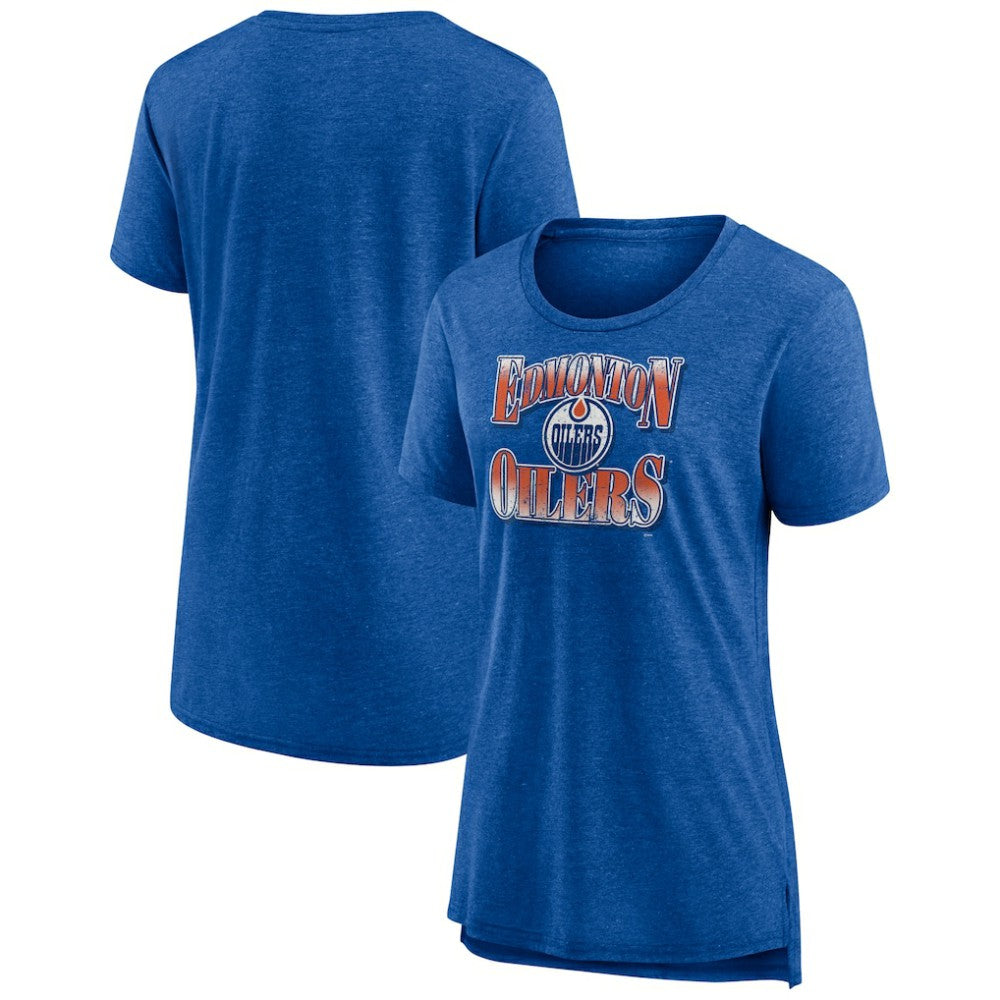 Edmonton Oilers Women's Crash the Net Tri-Blend T-Shirt - Royal | NHL Lifestyle