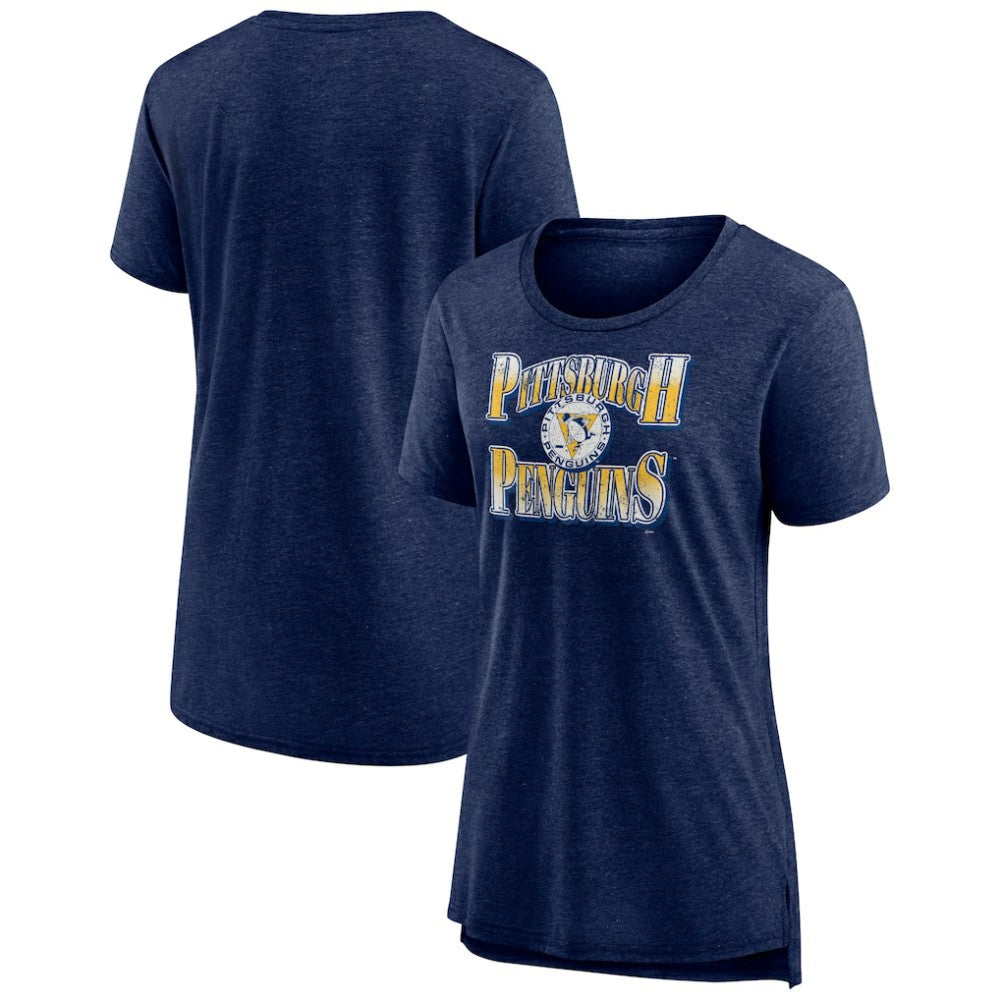 Pittsburgh Penguins Women's Crash the Net Tri-Blend T-Shirt - Navy | NHL Clearance