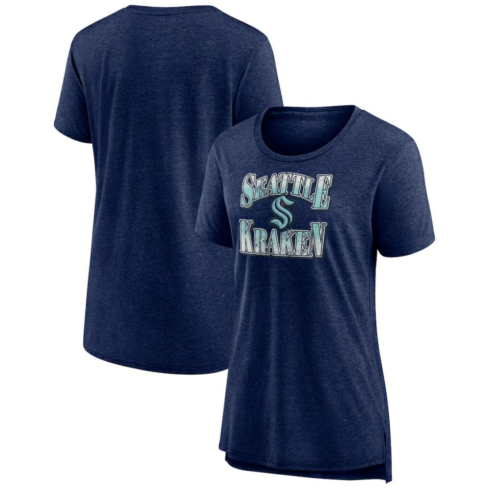 Seattle Kraken Women's Crash the Net Tri-Blend T-Shirt - Deep Sea Blue | NHL sale