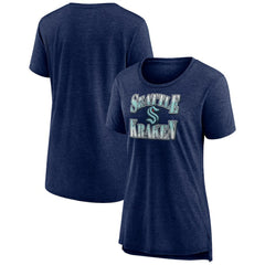Seattle Kraken Women's Crash the Net Tri-Blend T-Shirt - Deep Sea Blue | NHL sale