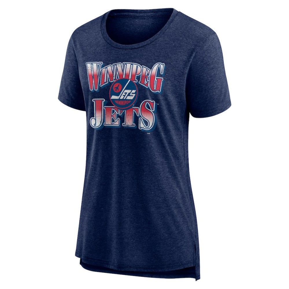 Winnipeg Jets Women's Crash the Net Tri-Blend T-Shirt - Navy | NHL online