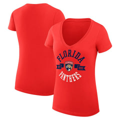 Florida Panthers G-III 4Her by Carl Banks Women's Super-Slim Fit Lightweight City Graphic V-Neck T-Shirt - Red | NHL online