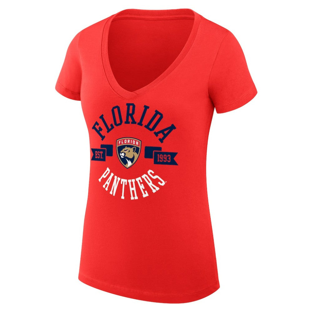 Florida Panthers G-III 4Her by Carl Banks Women's Super-Slim Fit Lightweight City Graphic V-Neck T-Shirt - Red | NHL online