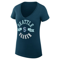 Seattle Kraken G-III 4Her by Carl Banks Women's Super-Slim Fit Lightweight City Graphic V-Neck T-Shirt - Navy | NHL near me