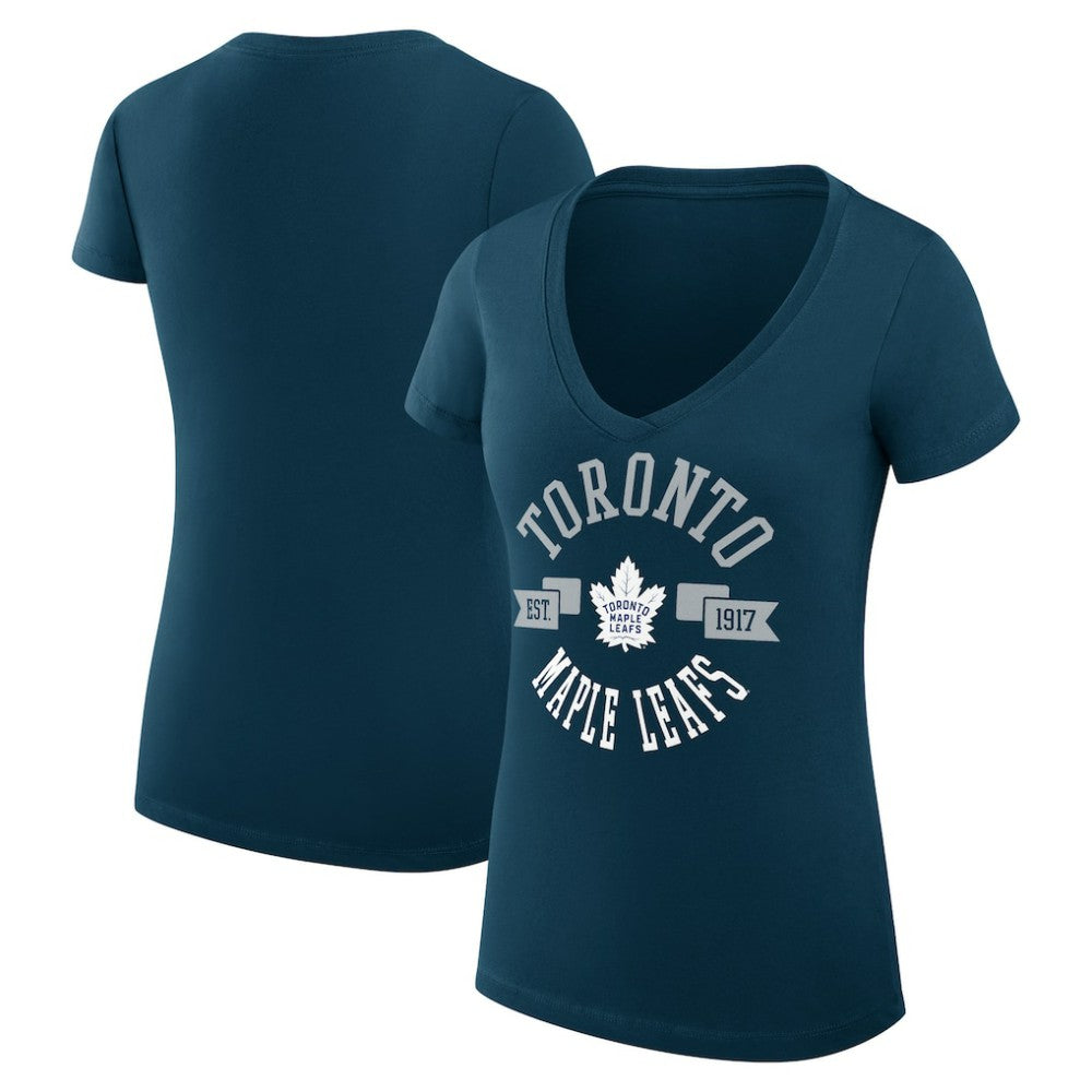 Toronto Maple Leafs G-III 4Her by Carl Banks Women's Super-Slim Fit Lightweight City Graphic V-Neck T-Shirt - Navy | NHL online