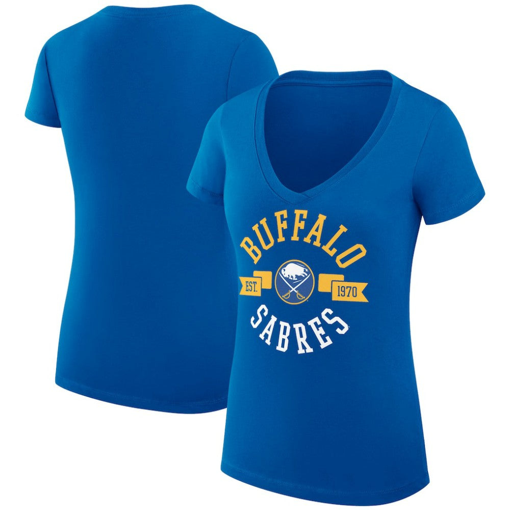 Buffalo Sabres G-III 4Her by Carl Banks Women's Super-Slim Fit Lightweight City Graphic V-Neck T-Shirt - Royal | NHL Lifestyle