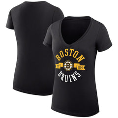 Boston Bruins G-III 4Her by Carl Banks Women's Super-Slim Fit Lightweight City Graphic V-Neck T-Shirt - Black | NHL online