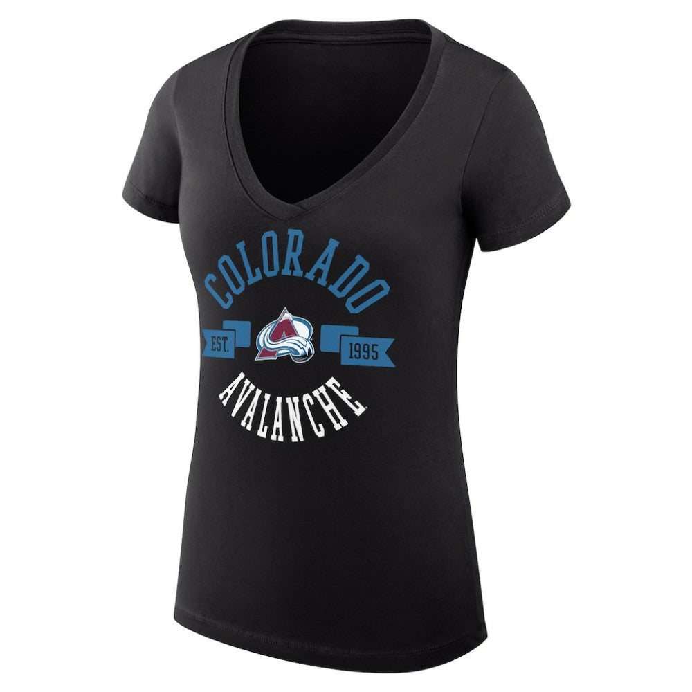 Colorado Avalanche G-III 4Her by Carl Banks Women's Super-Slim Fit Lightweight City Graphic V-Neck T-Shirt - Black | NHL on sale