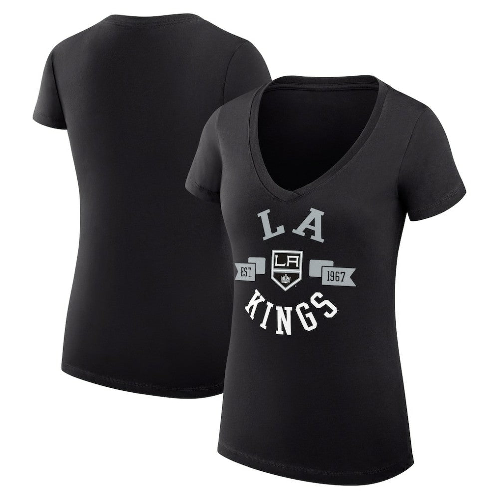 Los Angeles Kings G-III 4Her by Carl Banks Women's Super-Slim Fit Lightweight City Graphic V-Neck T-Shirt - Black | NHL on sale