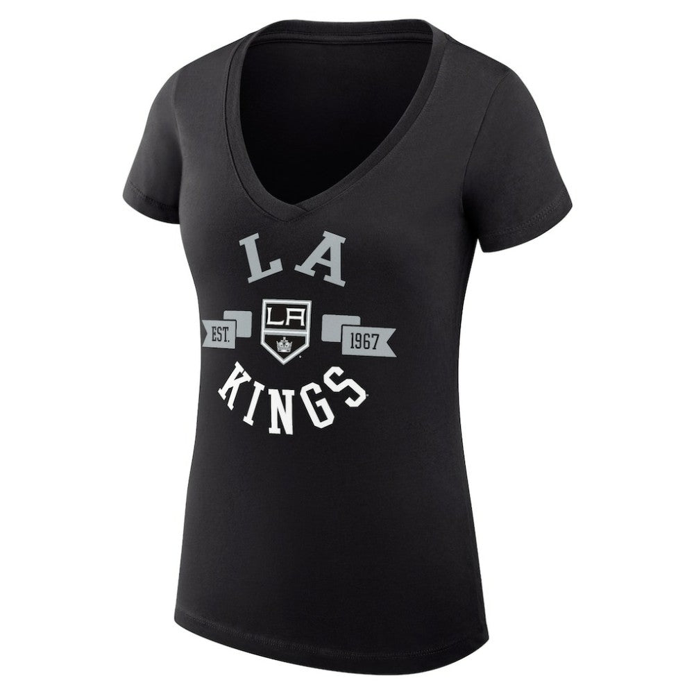 Los Angeles Kings G-III 4Her by Carl Banks Women's Super-Slim Fit Lightweight City Graphic V-Neck T-Shirt - Black | NHL on sale