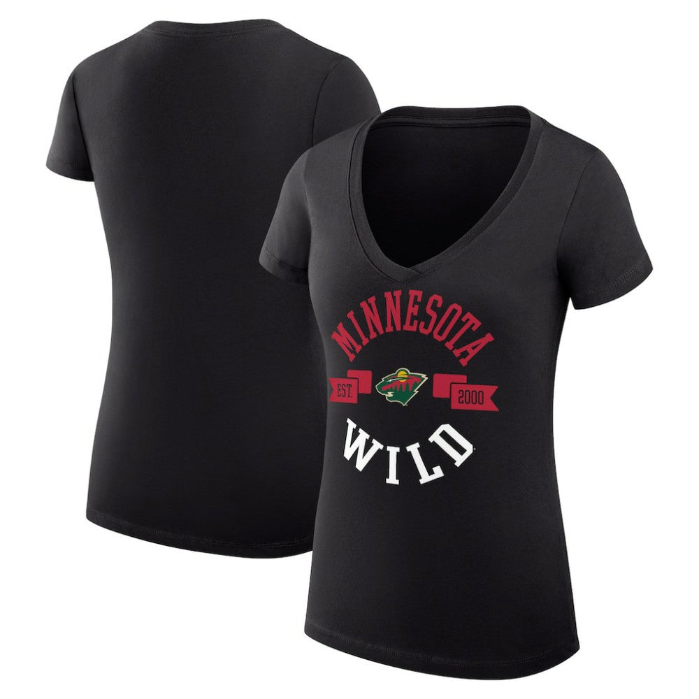 Minnesota Wild G-III 4Her by Carl Banks Women's Super-Slim Fit Lightweight City Graphic V-Neck T-Shirt - Black | NHL near me