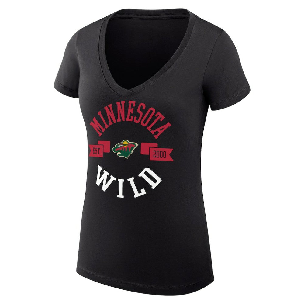 Minnesota Wild G-III 4Her by Carl Banks Women's Super-Slim Fit Lightweight City Graphic V-Neck T-Shirt - Black | NHL near me