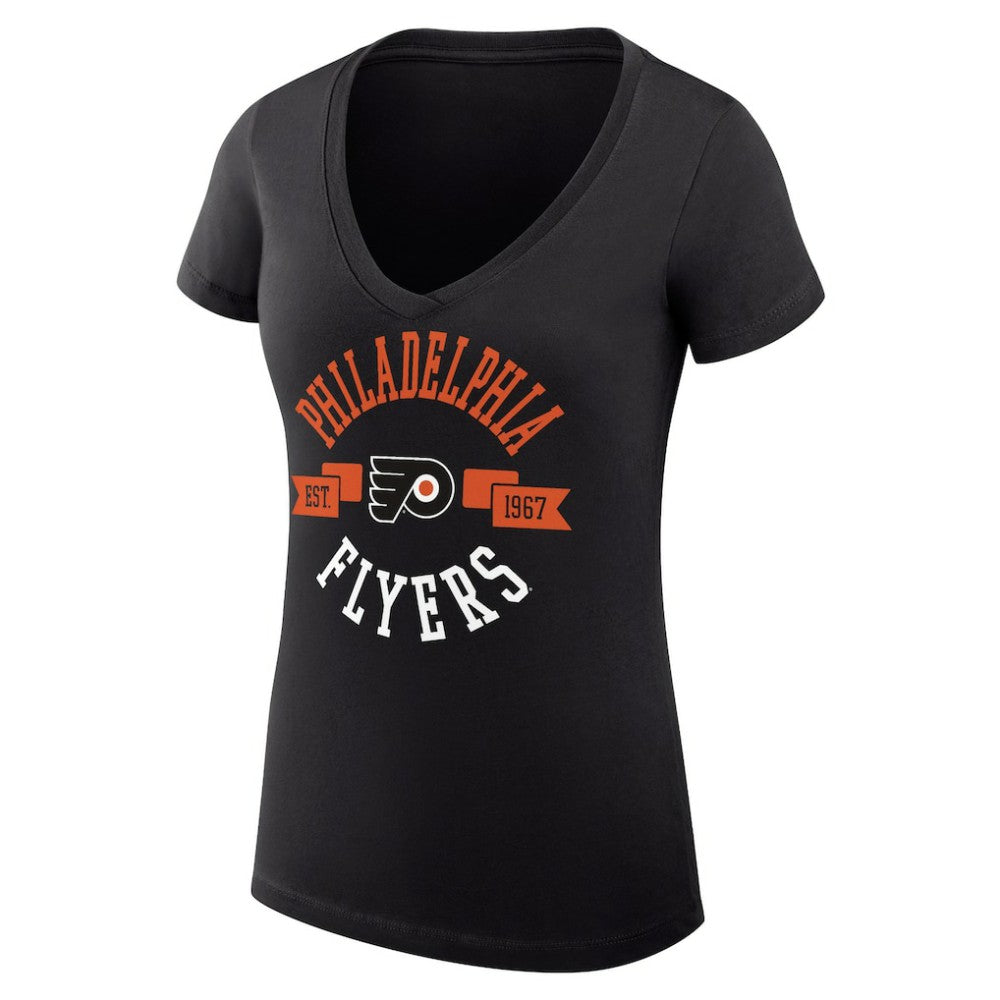 Philadelphia Flyers G-III 4Her by Carl Banks Women's Super-Slim Fit Lightweight City Graphic V-Neck T-Shirt - Black | NHL near me