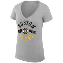 Boston Bruins G-III 4Her by Carl Banks Women's Super-Slim Fit Lightweight City Graphic V-Neck T-Shirt - Heather Gray | NHL on sale