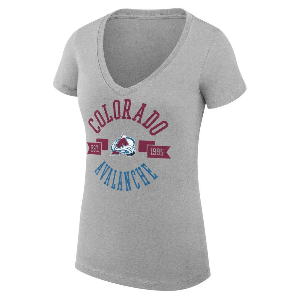 Colorado Avalanche G-III 4Her by Carl Banks Women's Super-Slim Fit Lightweight City Graphic V-Neck T-Shirt - Heather Gray | NHL online